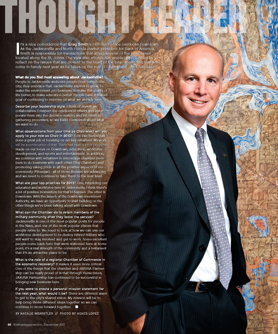 Northeast Florida Market President of Bank of America Greg Smith photographed by Agnes Lopez for 904 Magazine
