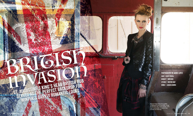 British Invasion fashion editorial for the January 2015 issue of Jacksonville Magazine - photos by Agnes Lopez - page 1