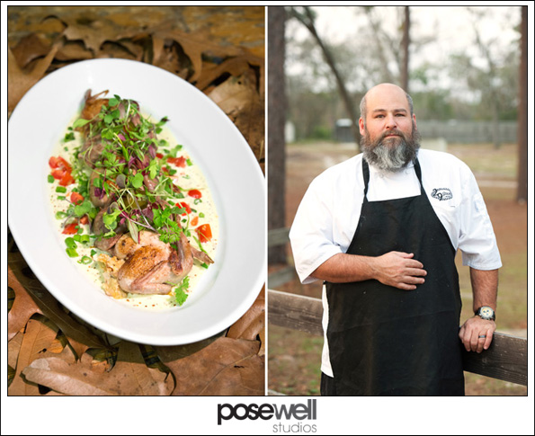 Chef Scott Schwartz of 29 South and his dish of quail, crawfish and cordbread stuffing and Cajun boar boudin
