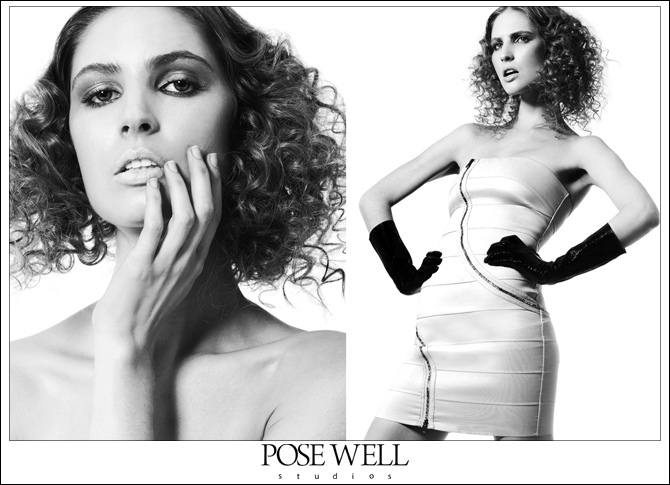 A pair of images from a test shoot of Alexandra by POSE WELL Studios