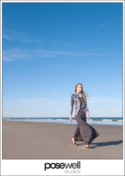 Model Niamh test shoot on the beach by POSE WELL Studios