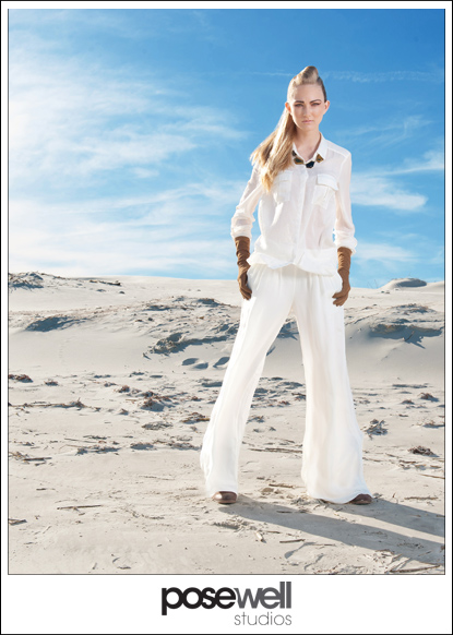 Model Niamh test shoot on the beach by POSE WELL Studios