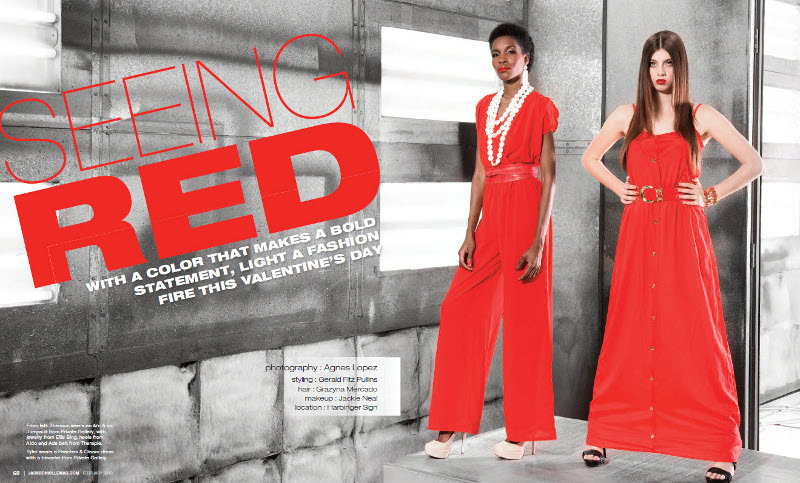 Seeing Red fashion editorial for Jacksonville Magazine's February 2013 issue by Agnes Lopez