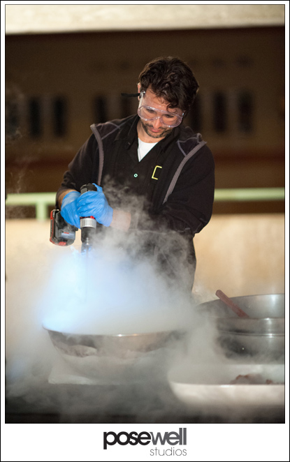 Chef Sam Efron making Smoked chocolate brownies and salted caramels in butterscotch sauce