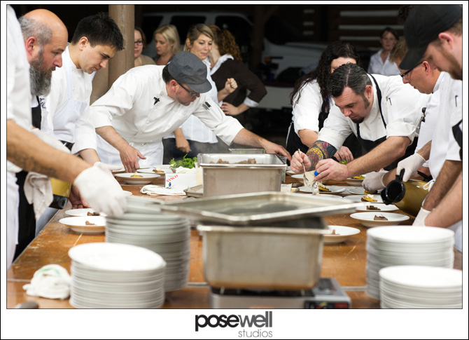 The chefs preparing a course for the Legends dinner