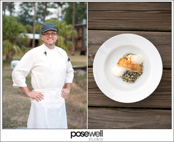 Chef Tom Gray of Moxie Kitchen + Cocktails and his dish of Risotto, nettles, and flounder