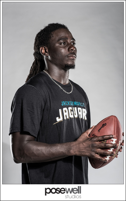 Michigan QB and Jaguars Offensive Weapon Denard Robinson portrait by Agnes Lopez for Jacksonville Magazine - September 2013